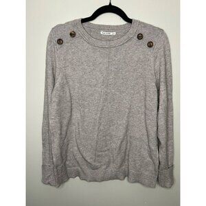 Women's Pink Clover Sweater XL button shoulder grey cuffed sleeves